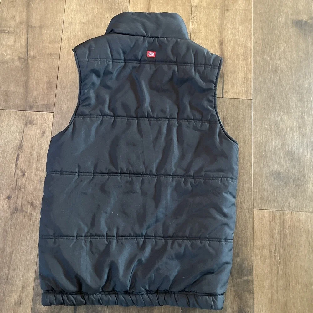 Ecko Unltd Mens Puffer Vest Size S Black Full Zip‎ Pockets